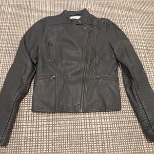 Women’s Gray Vegan Leather Moto Jacket